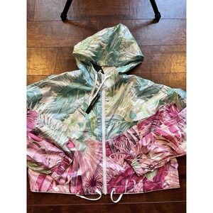 Nike Sportswear Womens Woven Floral Windrunner Crop Hoodie Jacket NWT Size Large